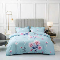 HKM-152595 Brushed Winter Four-Piece Bedding Set with Duvet Cover and Floral Patterns