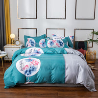 HKM-152595 Brushed Winter Four-Piece Bedding Set with Duvet Cover and Floral Patterns