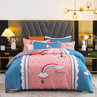 HKM-152595 Brushed Winter Four-Piece Bedding Set with Duvet Cover and Floral Patterns