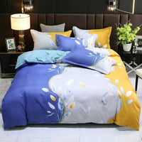 HKM-152595 Brushed Winter Four-Piece Bedding Set with Duvet Cover and Floral Patterns