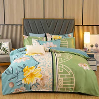 HKM-152595 Brushed Winter Four-Piece Bedding Set with Duvet Cover and Floral Patterns