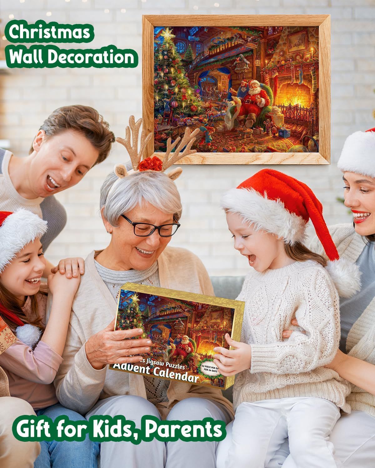 HKM-152723 24-Day Christmas Countdown Santa Claus Scene Puzzle, 31x21x5cm, Paper Material