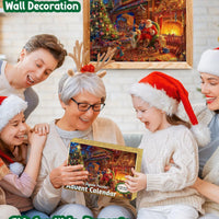 HKM-152723 24-Day Christmas Countdown Santa Claus Scene Puzzle, 31x21x5cm, Paper Material