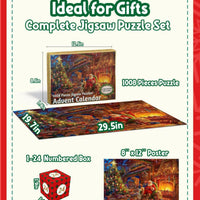 HKM-152723 24-Day Christmas Countdown Santa Claus Scene Puzzle, 31x21x5cm, Paper Material