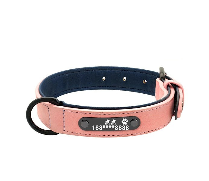 HKM-152787 Customizable Microfiber Leather Dog Tag Identity Card with Adjustable Collar and Alloy Buckle