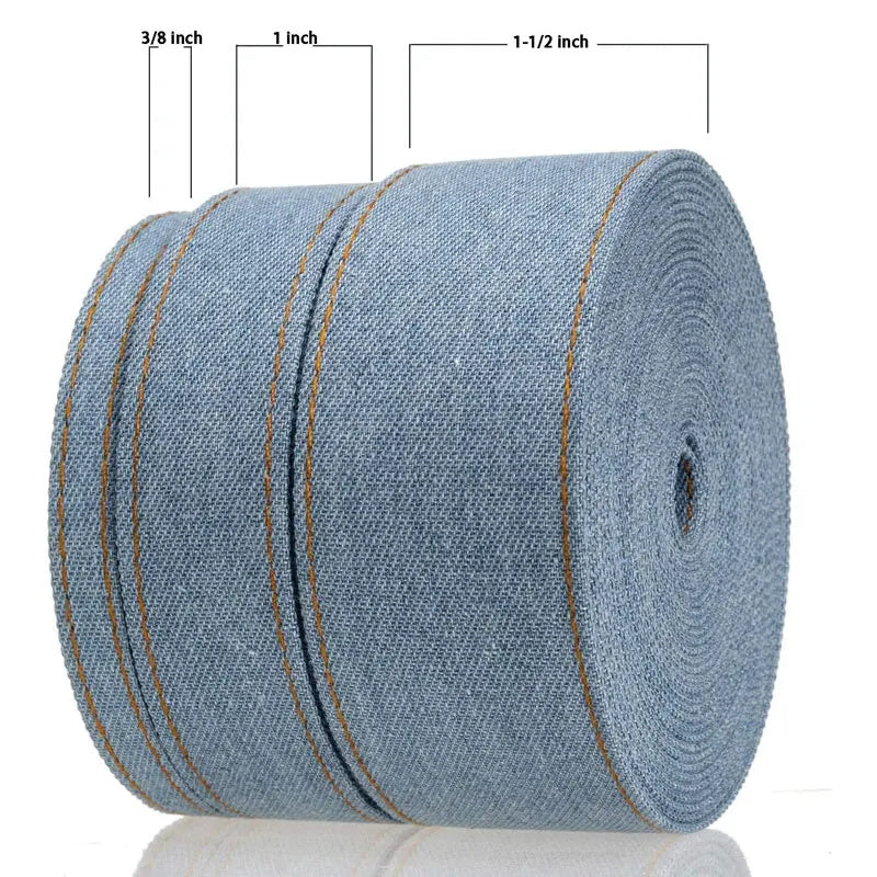HKM-153107 Denim Ribbon for Hair Accessories and Bowknot Crafting - 1m Length, Multiple Width Options