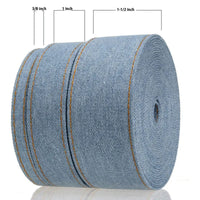 HKM-153107 Denim Ribbon for Hair Accessories and Bowknot Crafting - 1m Length, Multiple Width Options