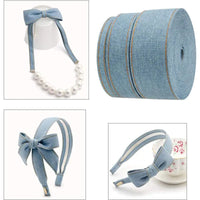 HKM-153107 Denim Ribbon for Hair Accessories and Bowknot Crafting - 1m Length, Multiple Width Options