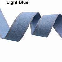 HKM-153107 Denim Ribbon for Hair Accessories and Bowknot Crafting - 1m Length, Multiple Width Options