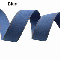 HKM-153107 Denim Ribbon for Hair Accessories and Bowknot Crafting - 1m Length, Multiple Width Options