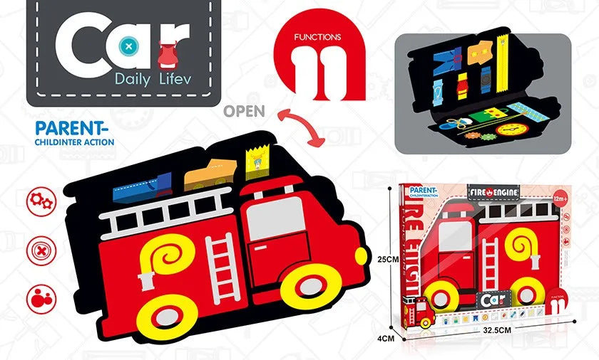 HKM-153107 Educational Fire Truck Learning Board for Babies – Montessori-Inspired Plastic Toy