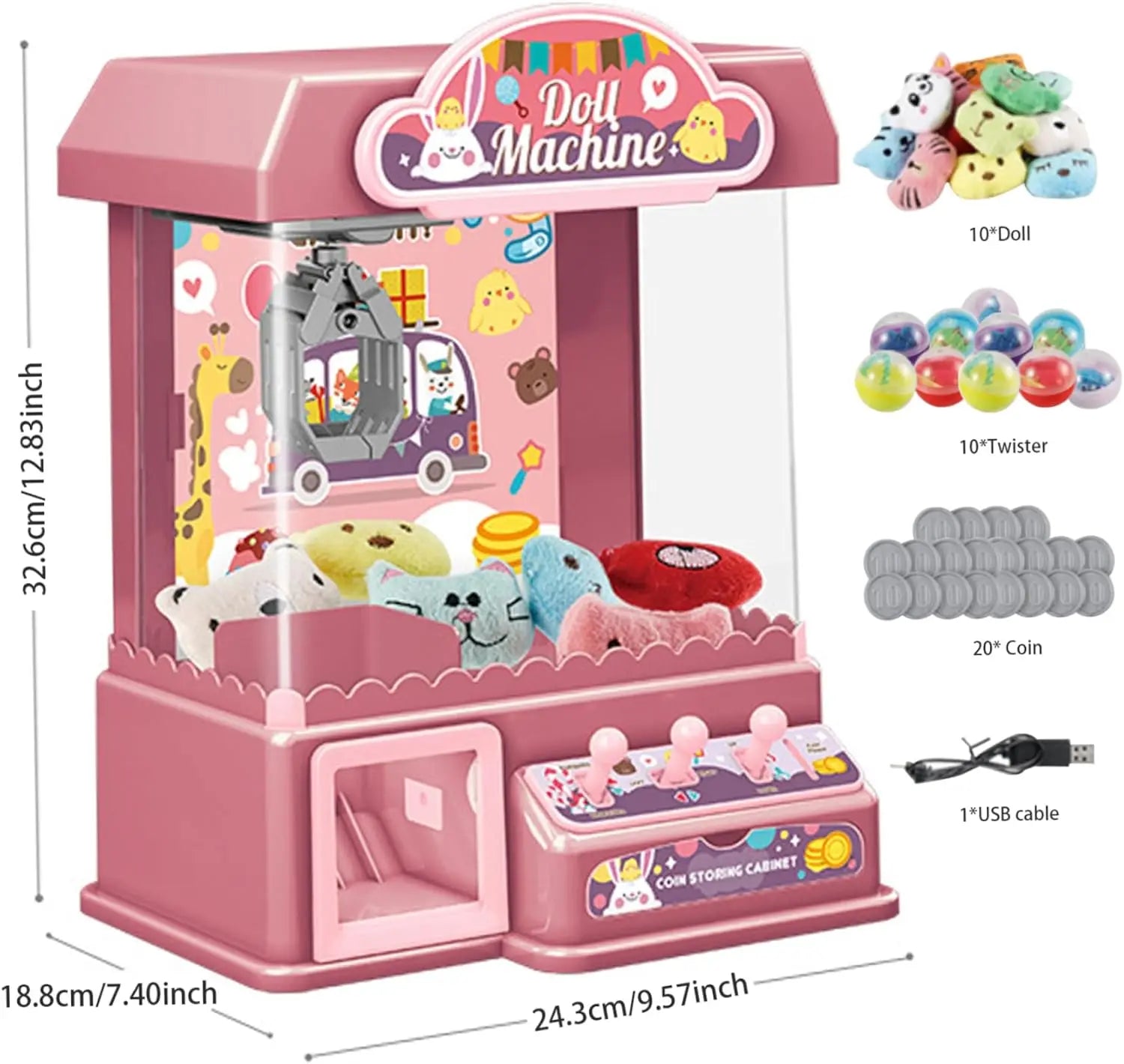 HKM-153235 Mini Claw Doll Machine Educational Toy for Kids, Interactive Fun for Ages 5 and Up