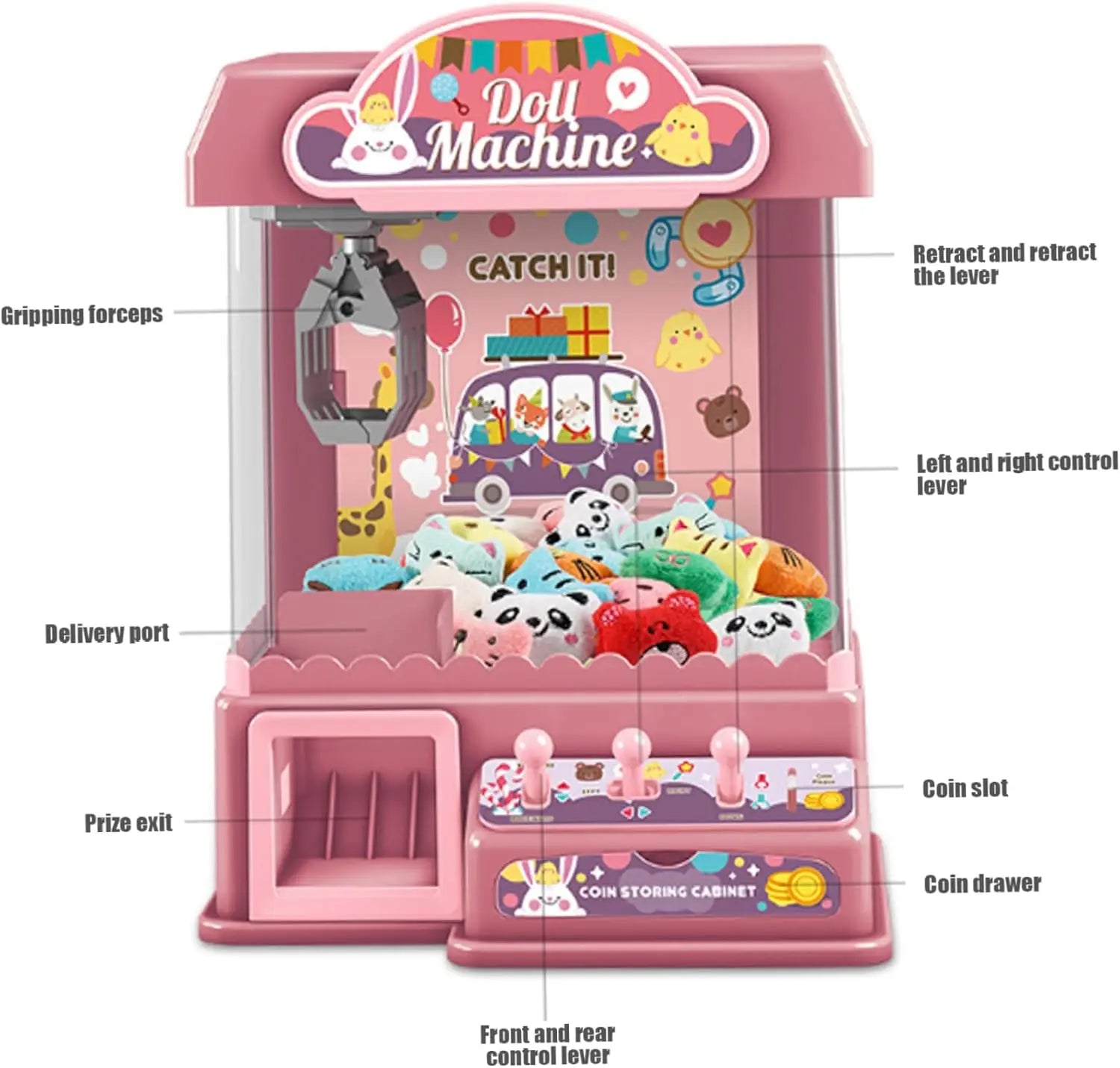 HKM-153235 Mini Claw Doll Machine Educational Toy for Kids, Interactive Fun for Ages 5 and Up