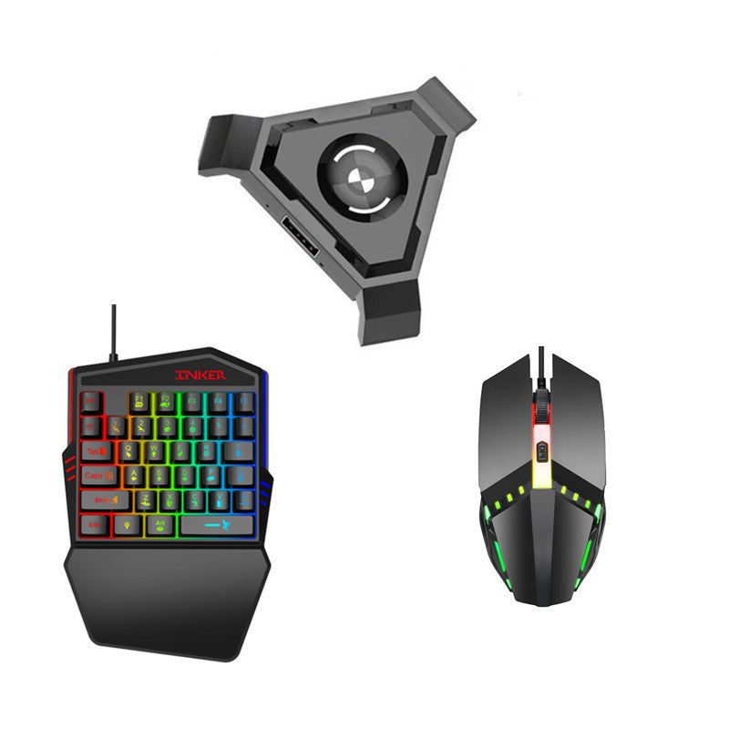 HKM-153299 Eat Chicken Game Set - One-Handed Keyboard & Gaming Mouse Bundle, Compatible with iOS/Android