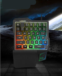 HKM-153299 Eat Chicken Game Set - One-Handed Keyboard & Gaming Mouse Bundle, Compatible with iOS/Android