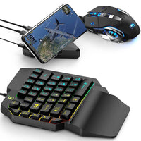 HKM-153299 Eat Chicken Game Set - One-Handed Keyboard & Gaming Mouse Bundle, Compatible with iOS/Android