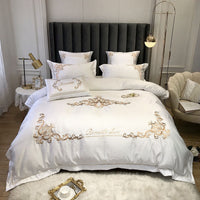 HKM-153427 Four-Piece Cotton and Ice Silk Bedding Set with Reactive Print - Modern European Style, Multiple Sizes Available