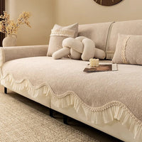 HKM-153491 Solid Color Chenille Sofa Cushion Cover - Simple Style Dust Cover for All Seasons