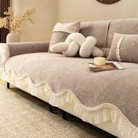HKM-153491 Solid Color Chenille Sofa Cushion Cover - Simple Style Dust Cover for All Seasons