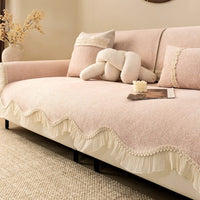 HKM-153491 Solid Color Chenille Sofa Cushion Cover - Simple Style Dust Cover for All Seasons