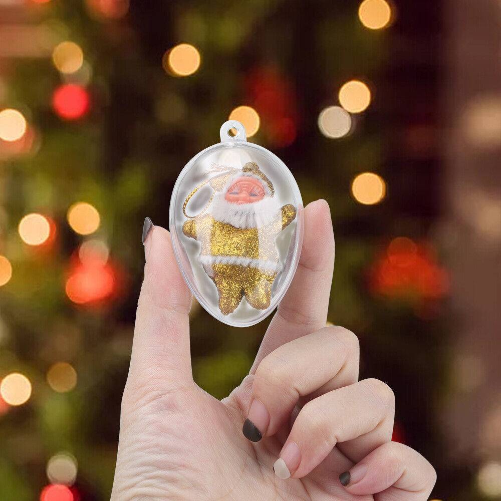 HKM-153555 5-Piece Clear Plastic Fillable Christmas Ornaments for DIY Holiday Decorations