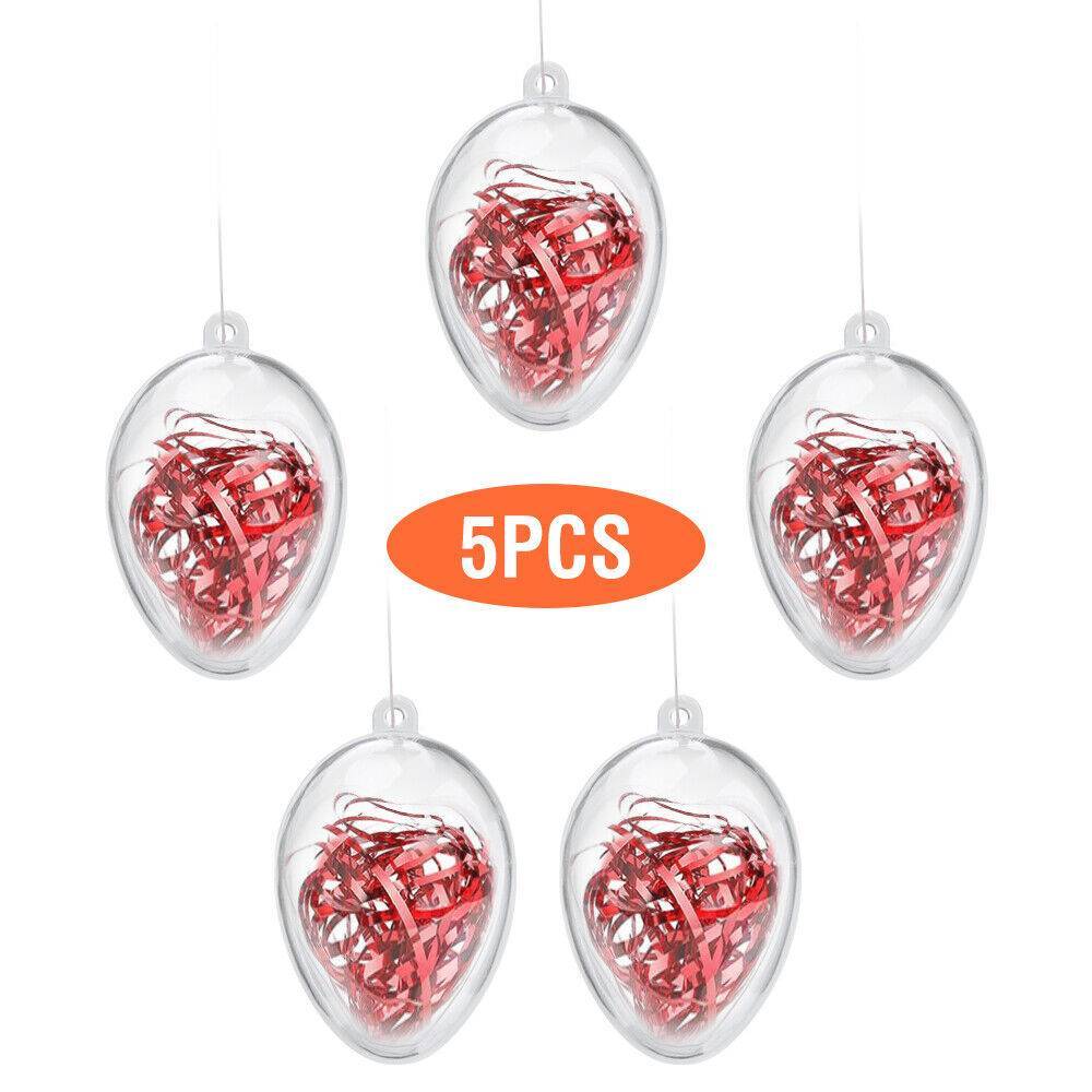 HKM-153555 5-Piece Clear Plastic Fillable Christmas Ornaments for DIY Holiday Decorations