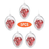 HKM-153555 5-Piece Clear Plastic Fillable Christmas Ornaments for DIY Holiday Decorations
