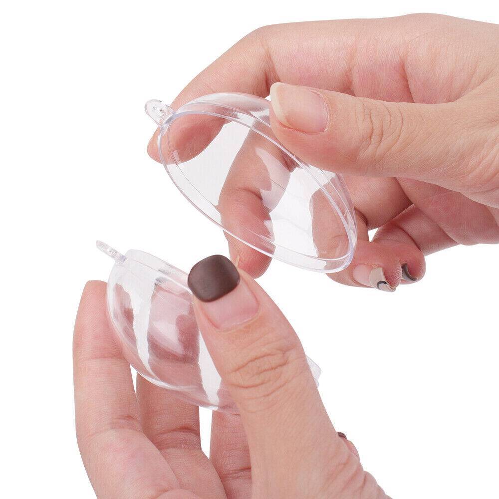 HKM-153555 5-Piece Clear Plastic Fillable Christmas Ornaments for DIY Holiday Decorations