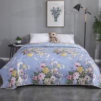HKM-153747 Cooling Summer Quilt - Plush Polyester Cotton Bed Cover with Floral Pattern, 220x240CM