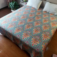 HKM-153747 Cooling Summer Quilt - Plush Polyester Cotton Bed Cover with Floral Pattern, 220x240CM