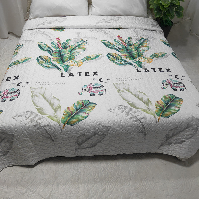 HKM-153747 Cooling Summer Quilt - Plush Polyester Cotton Bed Cover with Floral Pattern, 220x240CM
