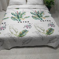 HKM-153747 Cooling Summer Quilt - Plush Polyester Cotton Bed Cover with Floral Pattern, 220x240CM