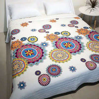 HKM-153747 Cooling Summer Quilt - Plush Polyester Cotton Bed Cover with Floral Pattern, 220x240CM