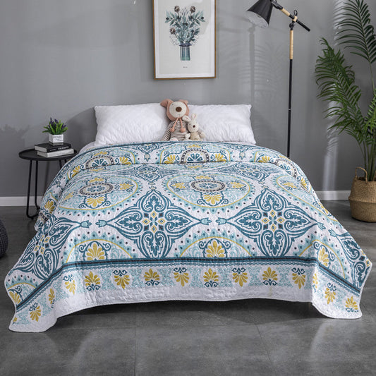 HKM-153747 Cooling Summer Quilt - Plush Polyester Cotton Bed Cover with Floral Pattern, 220x240CM