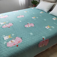 HKM-153747 Cooling Summer Quilt - Plush Polyester Cotton Bed Cover with Floral Pattern, 220x240CM
