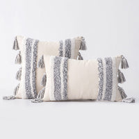 HKM-153875 Bohemian Cotton Stripe Tassel Tufted Cushion Cover for Home Decor