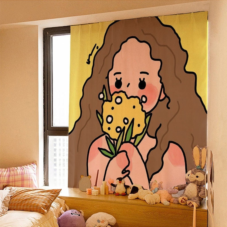 KTX-154131 Korean Style Velcro Curtain - Modern Simple Design with Various Patterns and Colors in Polyester