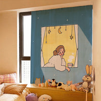 HKM-154131 Korean Style Velcro Curtain - Modern Simple Design with Various Patterns and Colors in Polyester