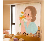 HKM-154131 Korean Style Velcro Curtain - Modern Simple Design with Various Patterns and Colors in Polyester