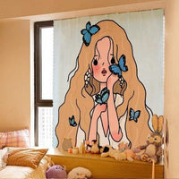 HKM-154131 Korean Style Velcro Curtain - Modern Simple Design with Various Patterns and Colors in Polyester