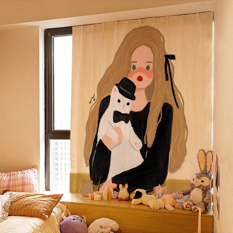 KTX-154131 Korean Style Velcro Curtain - Modern Simple Design with Various Patterns and Colors in Polyester