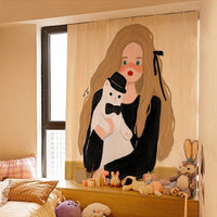 HKM-154131 Korean Style Velcro Curtain - Modern Simple Design with Various Patterns and Colors in Polyester