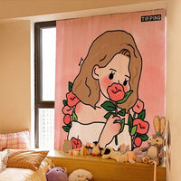 HKM-154131 Korean Style Velcro Curtain - Modern Simple Design with Various Patterns and Colors in Polyester