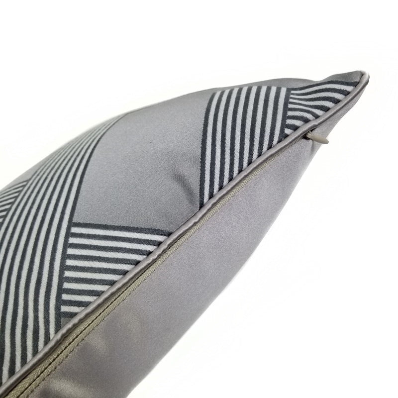 KTX-154259 Dark Gray Geometric Jacquard Cushion, Modern Design 30x50CM, Soft PP Cotton Filling