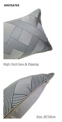HKM-154259 Dark Gray Geometric Jacquard Cushion, Modern Design 30x50CM, Soft PP Cotton Filling