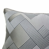 HKM-154259 Dark Gray Geometric Jacquard Cushion, Modern Design 30x50CM, Soft PP Cotton Filling