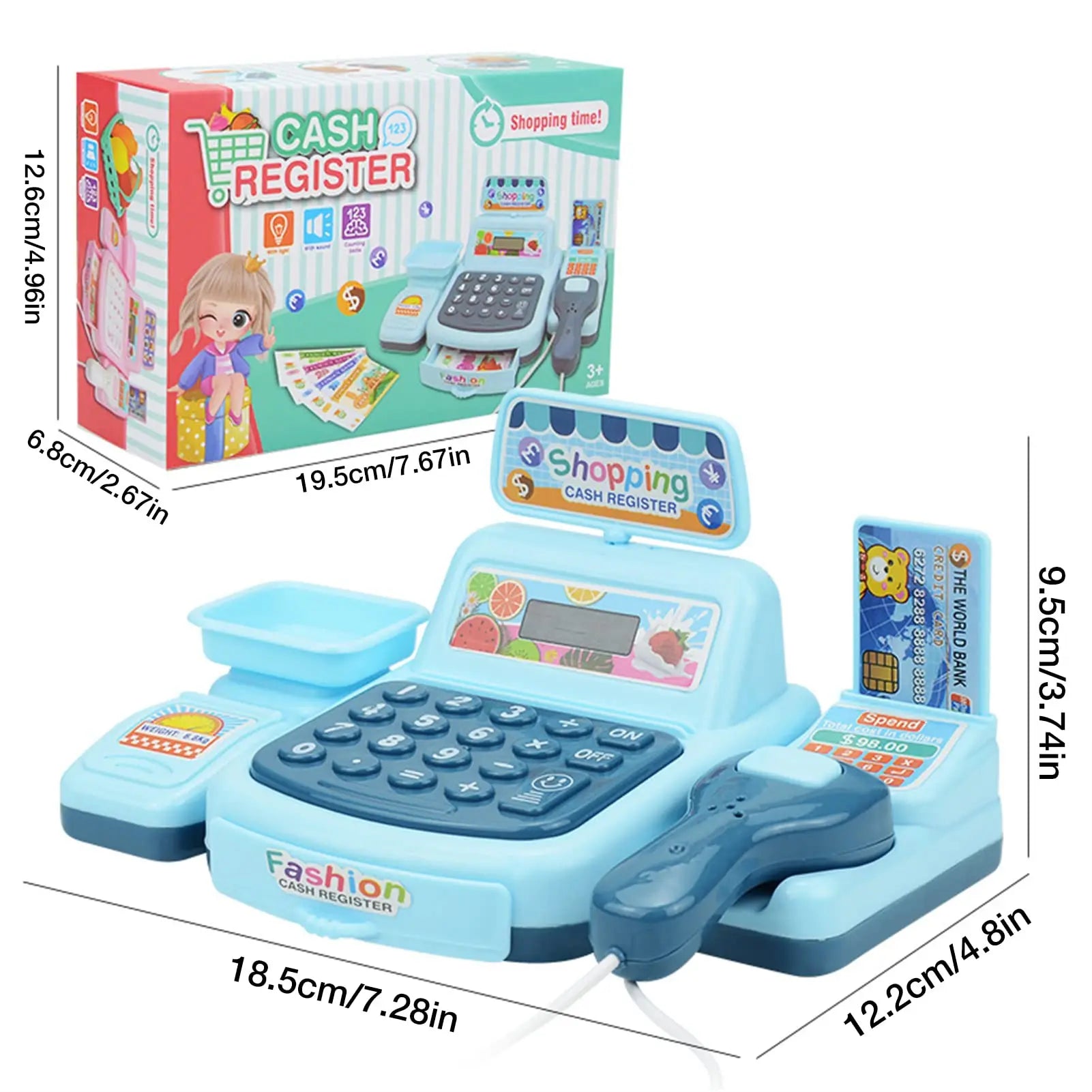 HKM-154259 Kids Supermarket Checkout Counter Cash Register Toy – Interactive Playset for Ages 7M-6Y