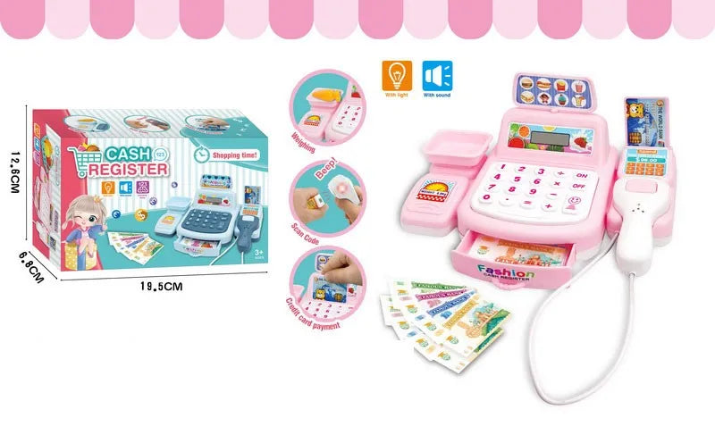 HKM-154259 Kids Supermarket Checkout Counter Cash Register Toy – Interactive Playset for Ages 7M-6Y