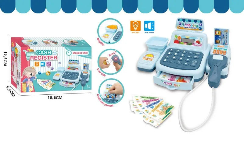 HKM-154259 Kids Supermarket Checkout Counter Cash Register Toy – Interactive Playset for Ages 7M-6Y