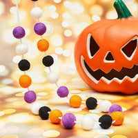 HKM-154387 Halloween Felt Ball Garland - 24 Woolen Yarn Balls for Spooky Decor (2m)